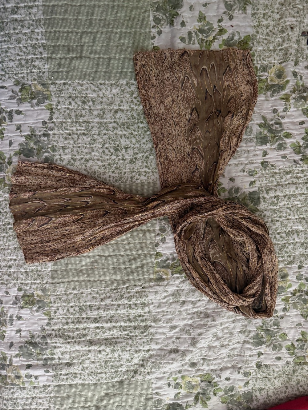 Y2K Light Brown Crinkle Scarf - Women Accessories